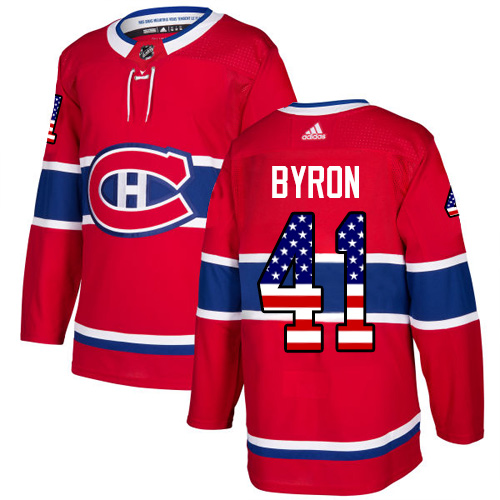 Adidas Canadiens #41 Paul Byron Red Home Authentic USA Flag Stitched NHL Jersey